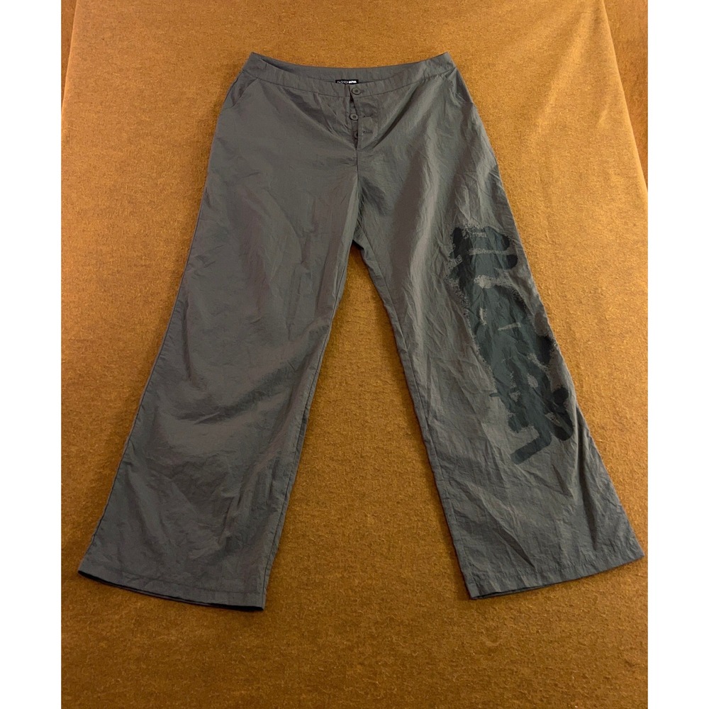 Fashion Nova Womens 1X Gray Graphic Print Wide Leg Trousers NWT